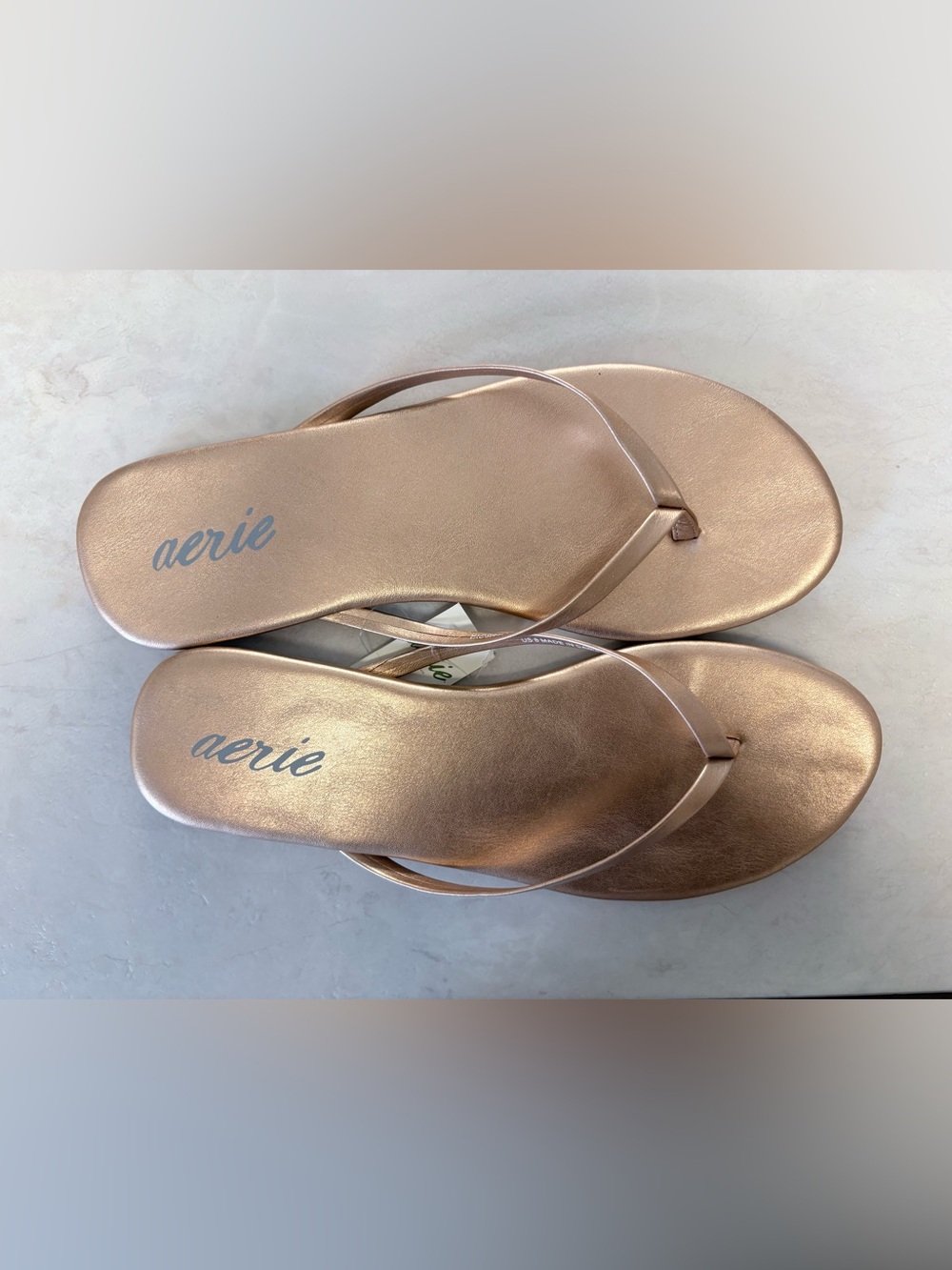 aerie Metallic Rose Gold Flip Flop Sandals